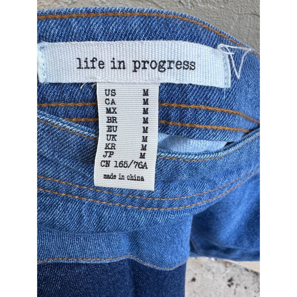 Life In Progress Womens Patchwork Blue Denim Mini Skirt MEDIUM Boho Indie - Picture 3 of 8